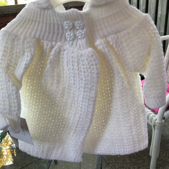 Baby White Knitted, sweater 6 months - Picture 2 of 3